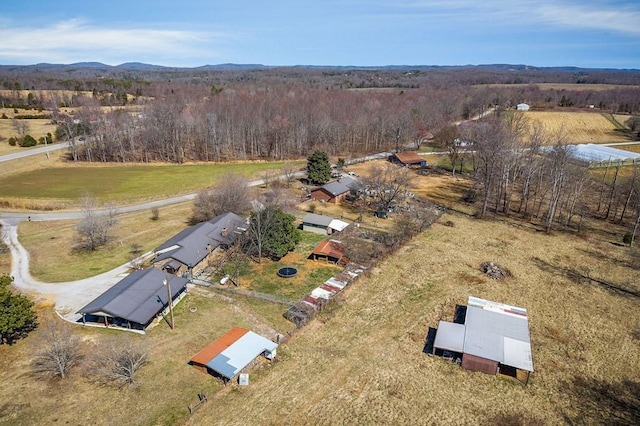 drone / aerial view with a rural view