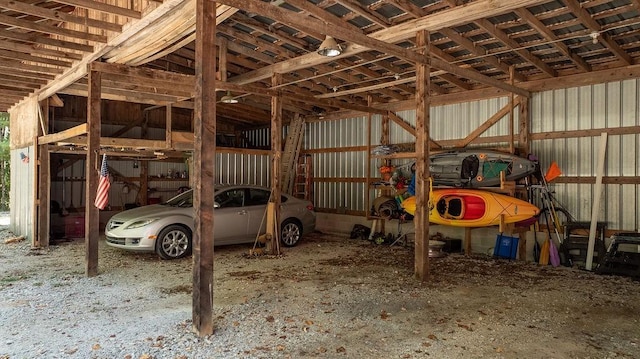 garage featuring metal wall