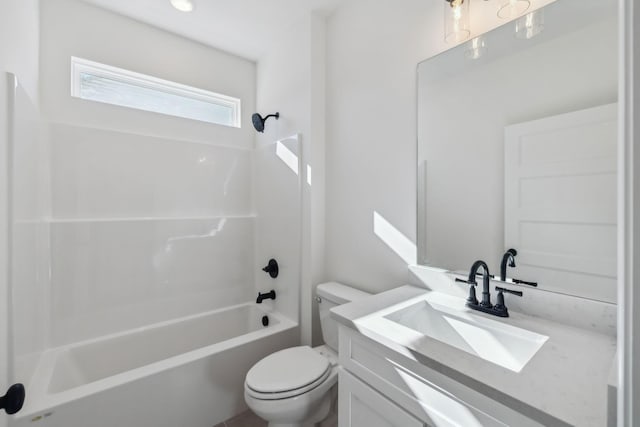 full bathroom with vanity, shower / bathing tub combination, and toilet