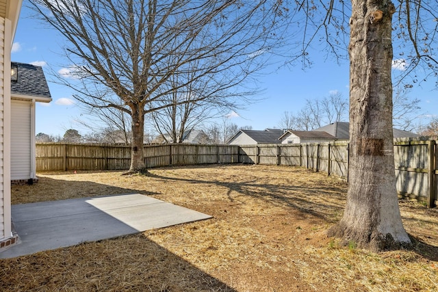 view of yard featuring a patio and a fenced backyard