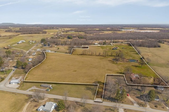 drone / aerial view with a rural view