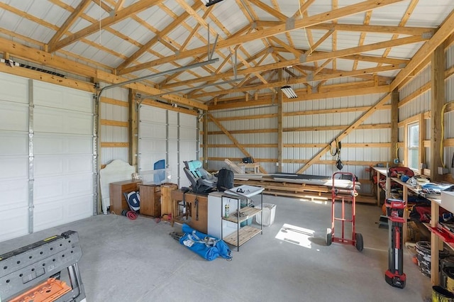 garage with metal wall