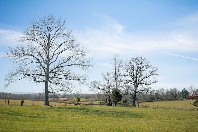 view of yard with a rural view and fence