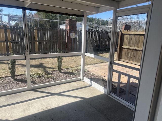 view of unfurnished sunroom