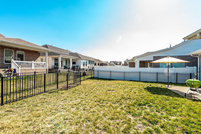 view of yard with a fenced backyard