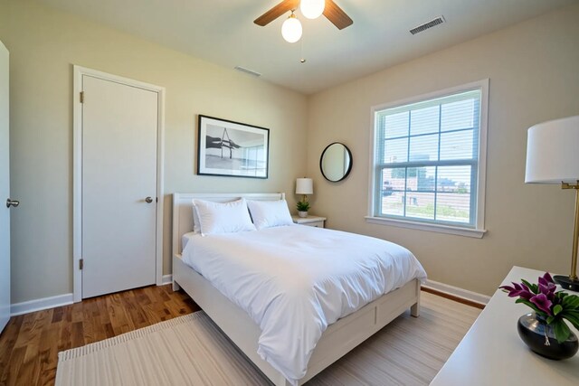 18 Old Jackson Hwy, Leoma, TN 38468 - bedroom with wood finished floors, baseboards, and a ceiling fan