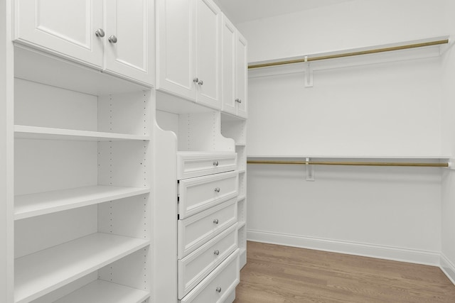 walk in closet featuring light wood-style flooring