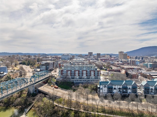 drone / aerial view with a city view