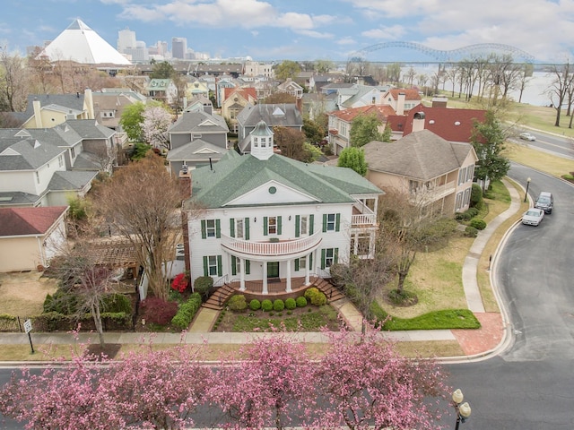 drone / aerial view with a residential view