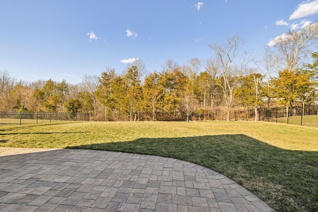 view of yard with a patio and fence