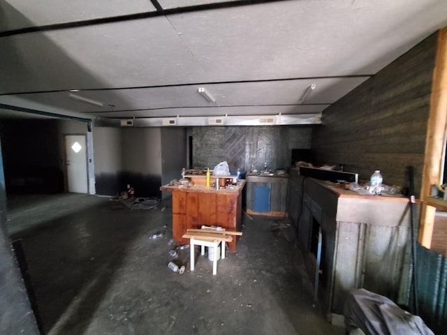 interior space with wooden walls