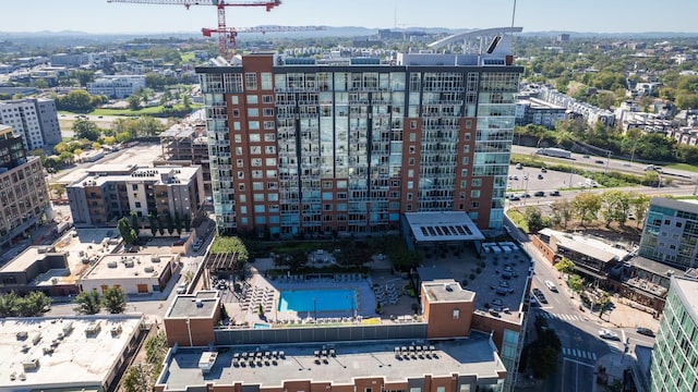 birds eye view of property featuring a city view