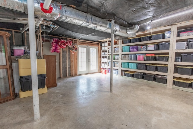 basement with french doors