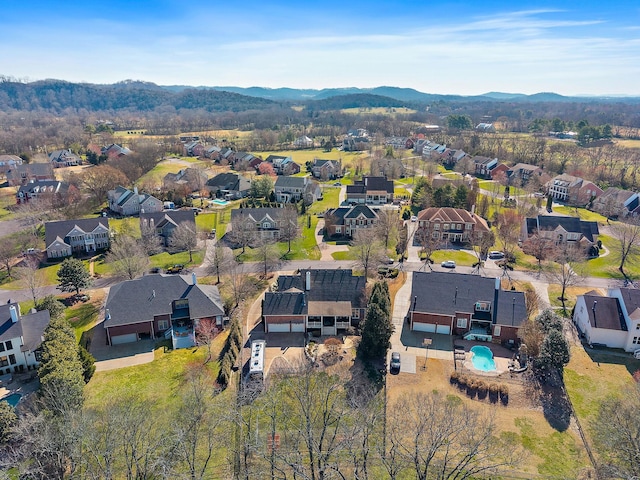 aerial view with a residential view and a mountain view