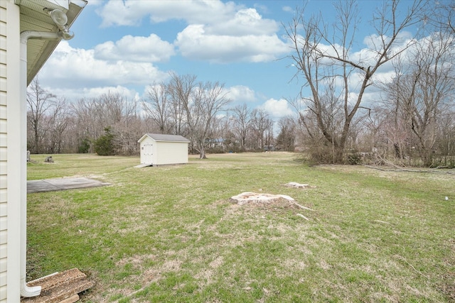 view of yard featuring a storage unit and an outdoor structure