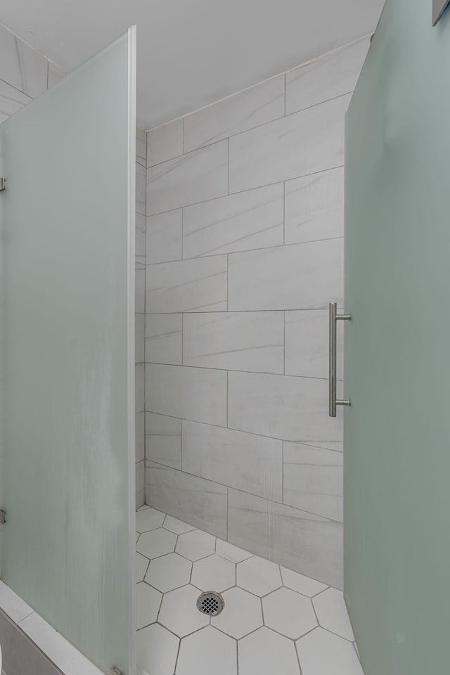 bathroom featuring a stall shower