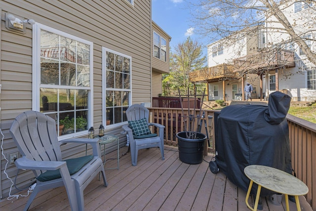 deck featuring area for grilling