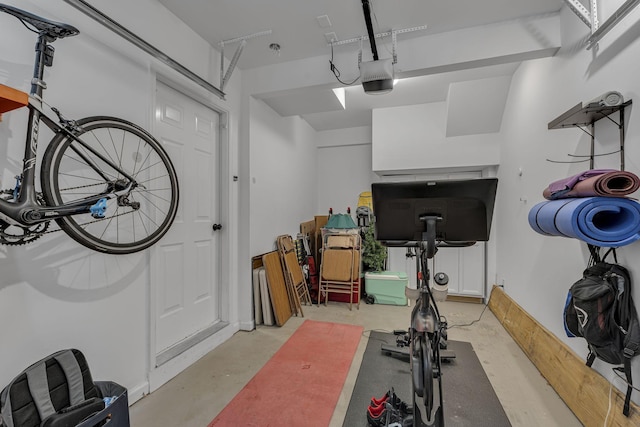 exercise area with a garage