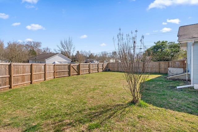 view of yard featuring a fenced backyard