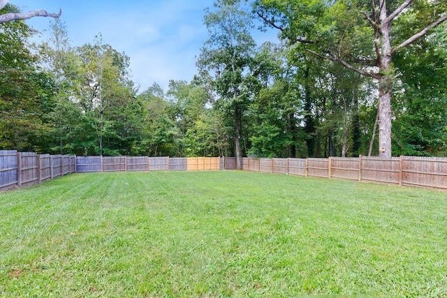 view of yard featuring a fenced backyard