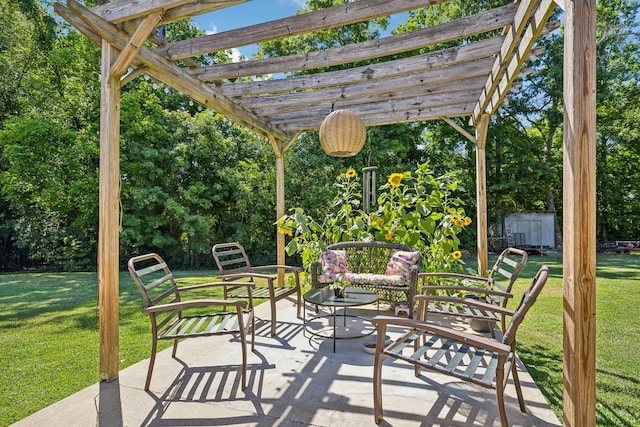 view of patio featuring a pergola