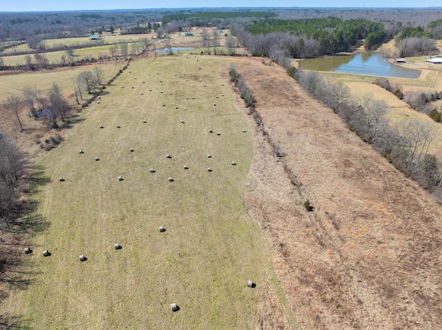 bird's eye view with a rural view and a water view