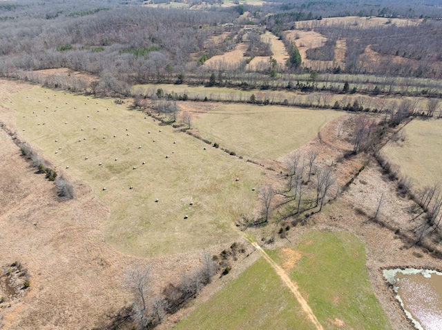 birds eye view of property featuring a rural view