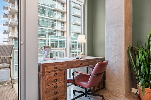 office with concrete floors