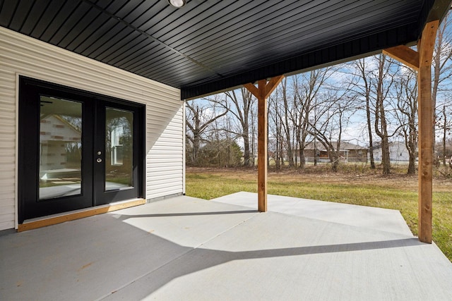 view of patio featuring french doors