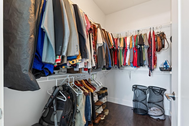 spacious closet with wood finished floors