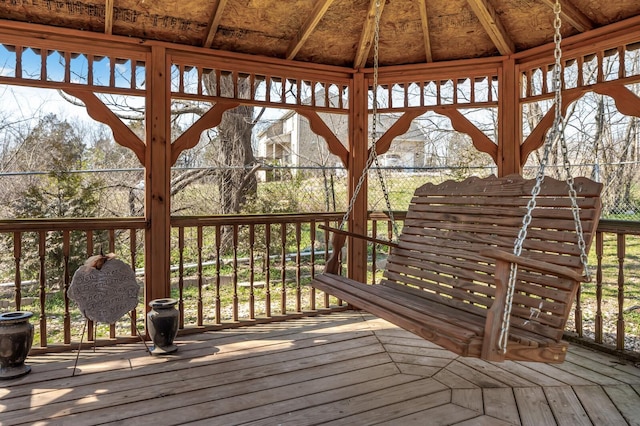 wooden deck with a gazebo