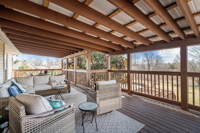 deck with an outdoor living space