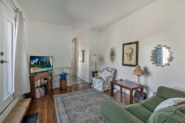 living area featuring wood finished floors