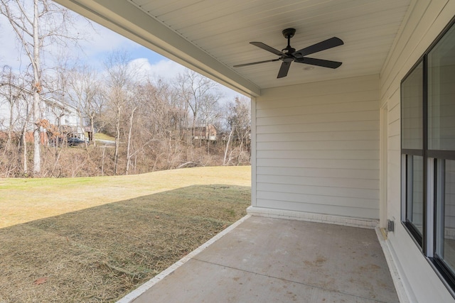 view of patio / terrace featuring ceiling fan