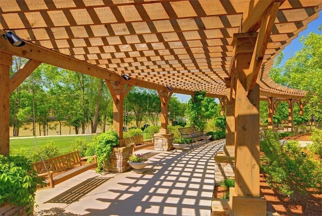 view of patio / terrace featuring a pergola