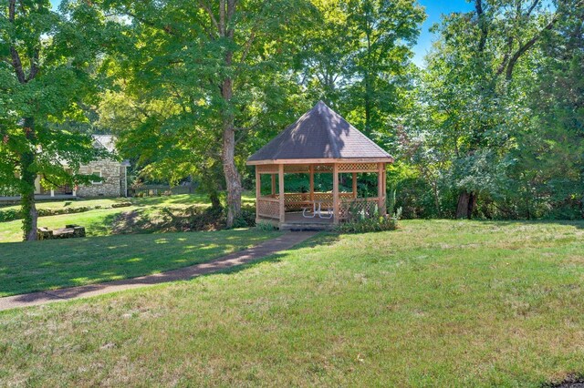 view of yard with a gazebo