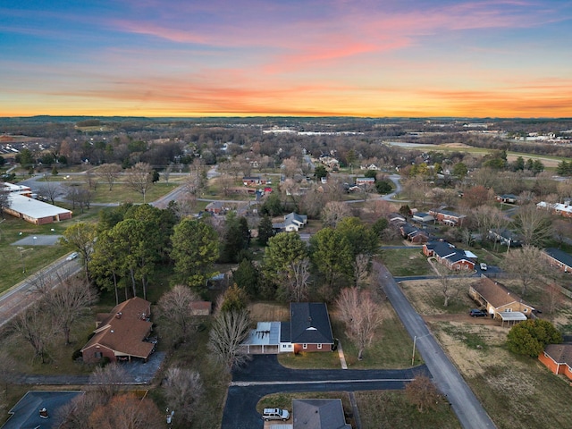 view of aerial view at dusk