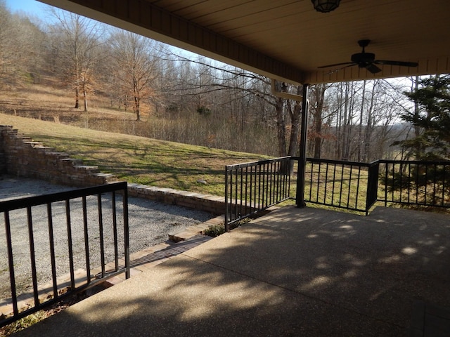 view of patio / terrace with a ceiling fan