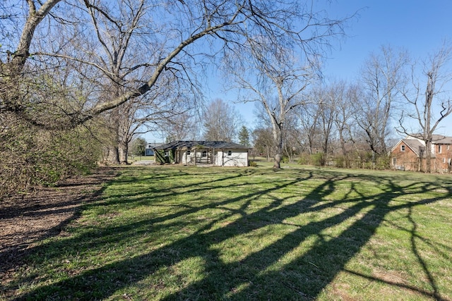 view of yard featuring an outbuilding