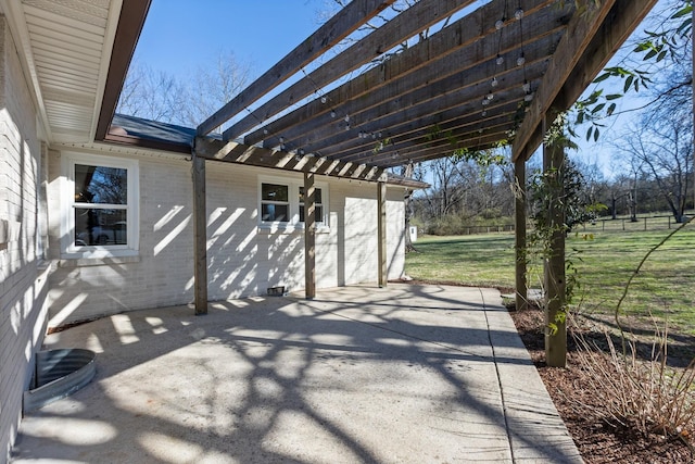 view of patio / terrace featuring a pergola