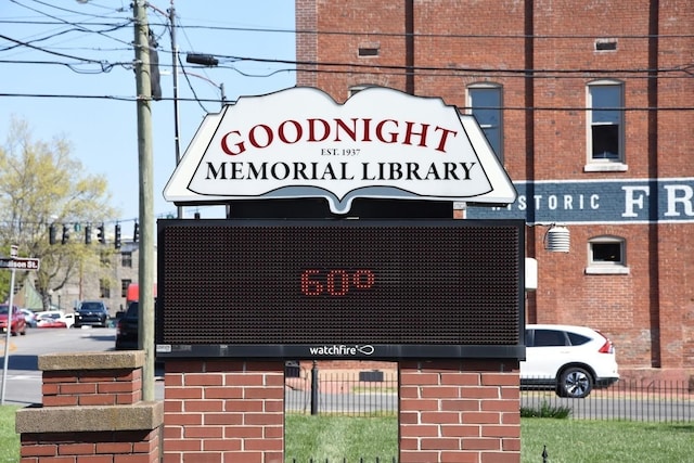 view of community sign