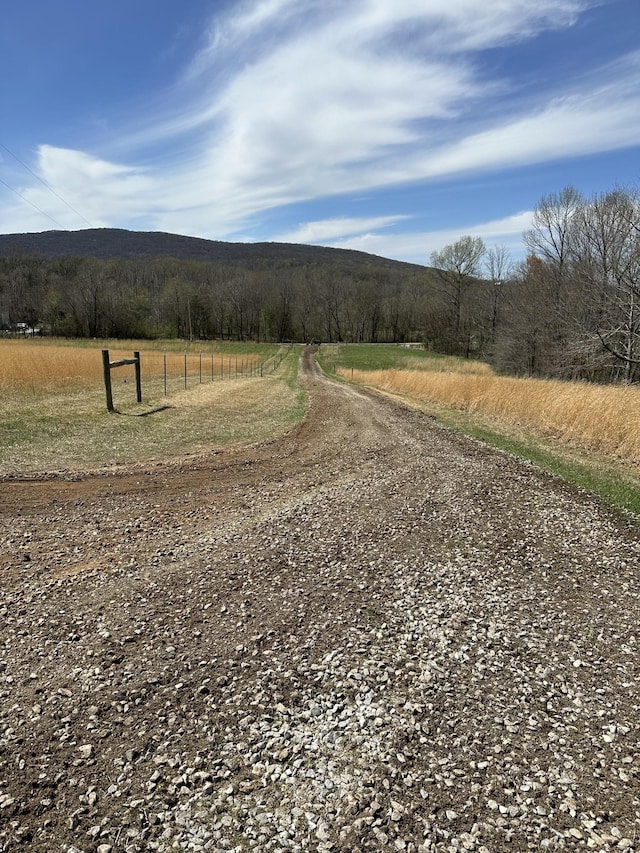 view of street with a rural view