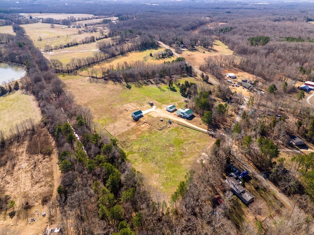 birds eye view of property featuring a rural view