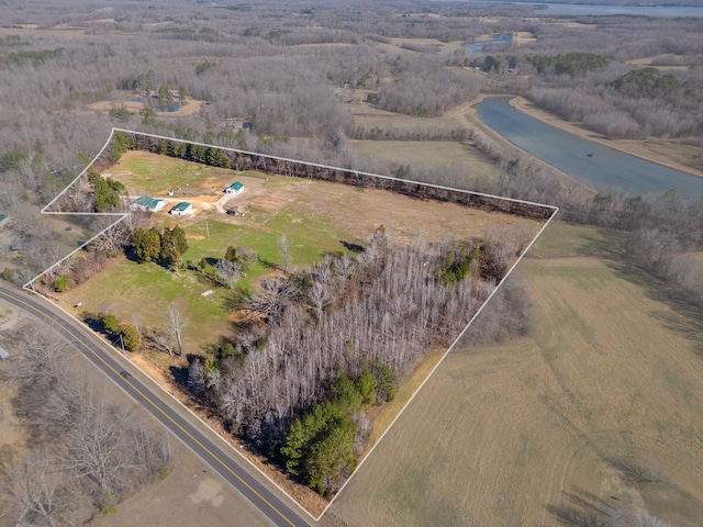 birds eye view of property featuring a rural view