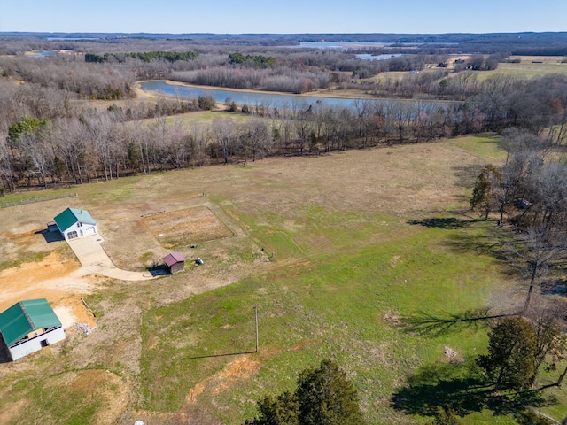 bird's eye view with a rural view and a water view