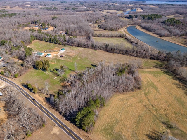 birds eye view of property featuring a rural view