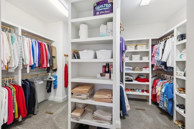 spacious closet featuring carpet floors