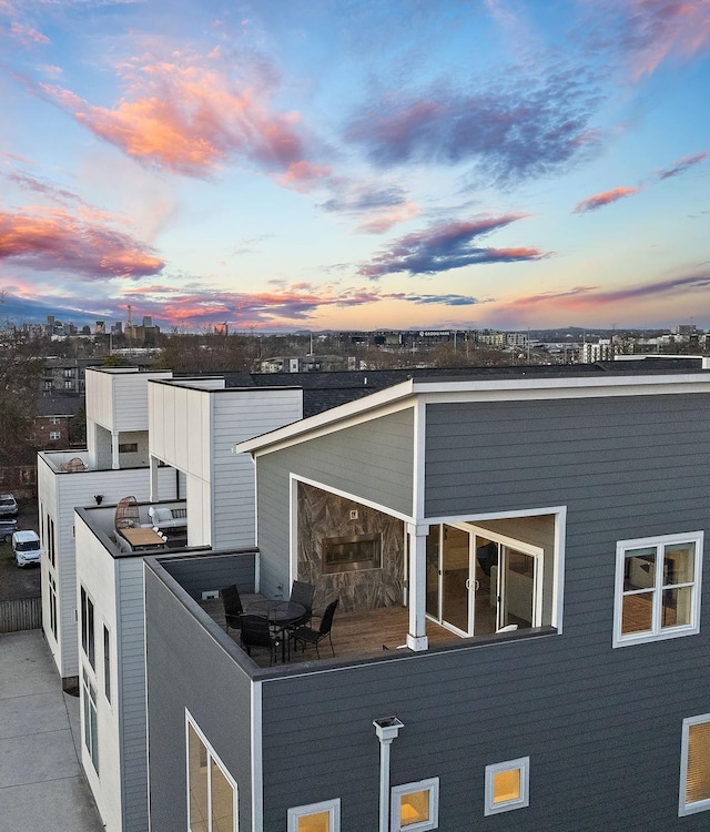 view of property exterior at dusk