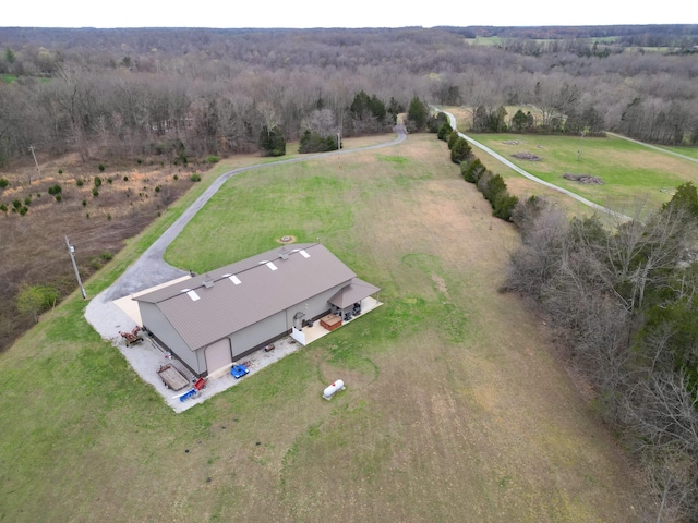 drone / aerial view with a forest view