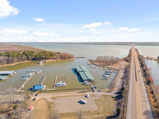 bird's eye view featuring a water view